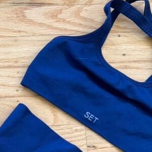 Set Active Blue Sports Bra and Short Set